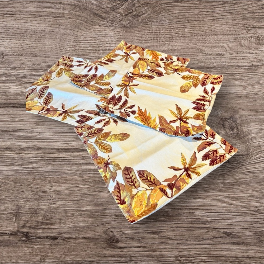 Autumn Fall Leaf Place Mat Crewel Embroidery Table Linen Set of 4